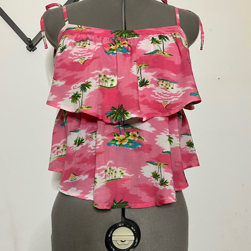 Hollister Pink Tropical Print Blouse